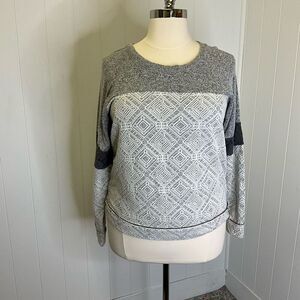 Knox Rose Women's XL Grey Lace Detail Long Sleeve Shirt Top Blouse